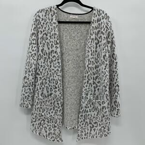 Maurices Womens S Open Front Cardigan Animal Print Pockets Eyelash Mob Wife Boho